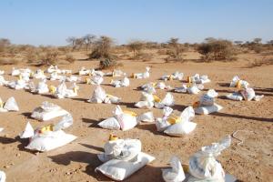 Pre-Distribution Photo of some of the 80,000 Plus Meals before they are distributed to hungry children and families in Somalia. 