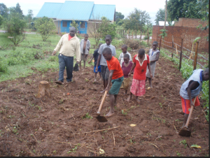 The children at one of the Uganda Orphanages working hard to steward their Garden!