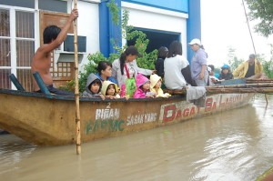 The children are rescued and evacuated from their Orphanage submerged by the floods. 