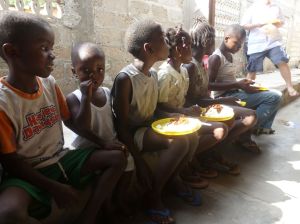 Only a few of the hundreds of children who wait for food this christmas. 