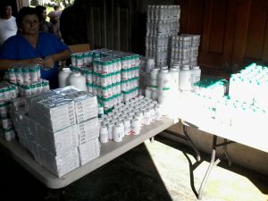 Pictured are some of the medicines that are donated and distributed to desperate local hospitals and clinics. 